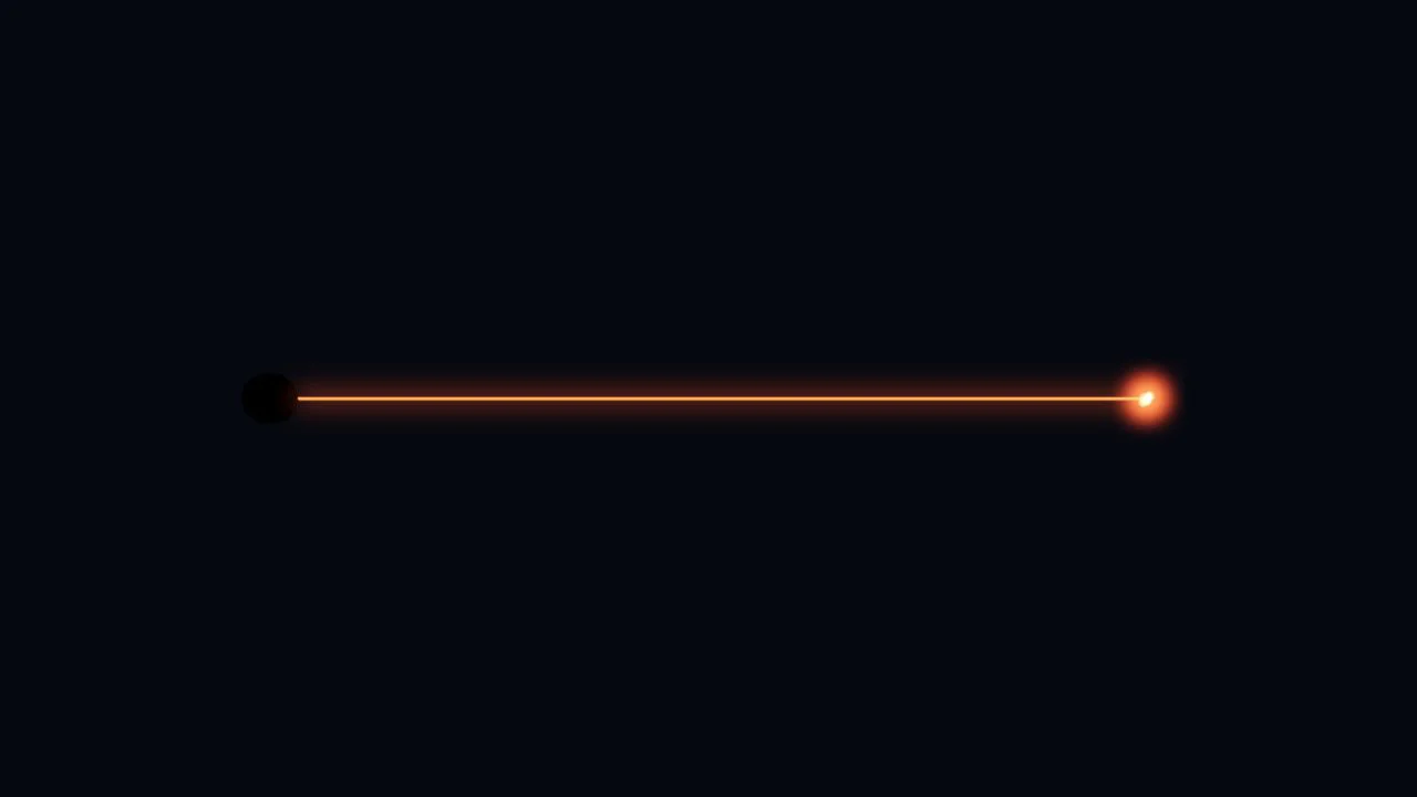 Current SpaceMMO laser renderer producing a controlled beam impact.