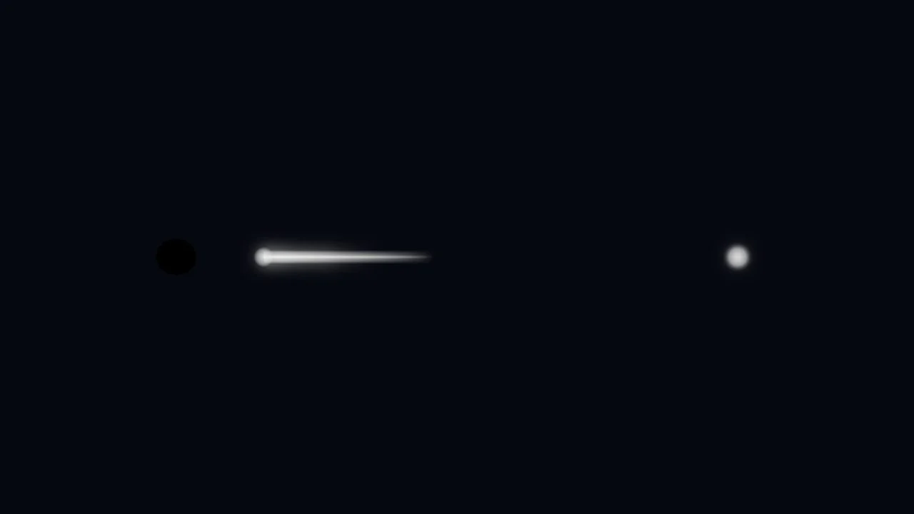 Current SpaceMMO railgun renderer showing a controlled projectile event.