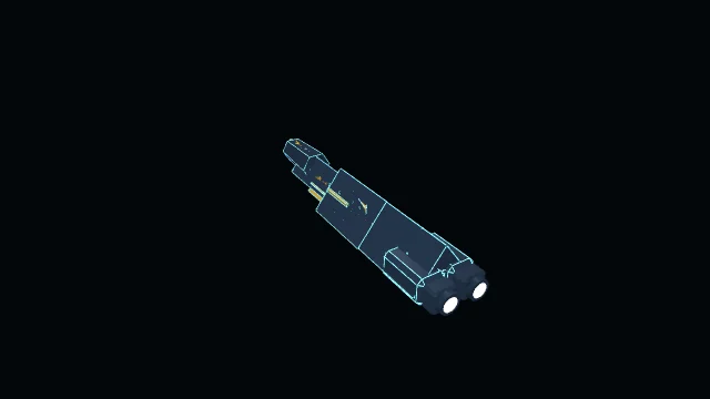 Aegis Corvette, a dark compact hull with cyan edge lighting.
